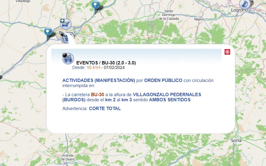 Segundo día de protestas con tractores cortando la A-1 y otras vías de Burgos